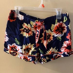 Joe Fresh blue with orange flowers pj shorts - size medium